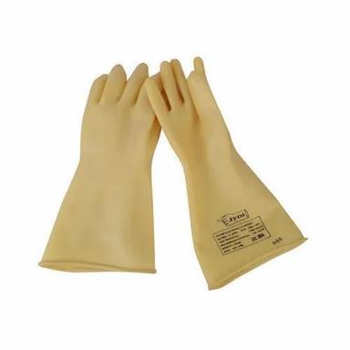 Cream Comfortable Full Finger Electrical Rubber Gloves For Electric Fittings Use