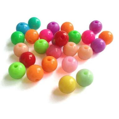 Multicolor Round Polished Finished Plastic Beads For Decorations Purpose 