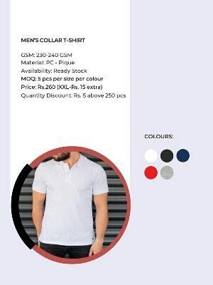 7 Colour Cotton And Polyester Fabric Polo Neck T-Shirt