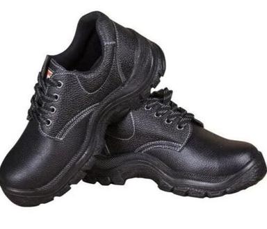 Black Steel Toe Laces Closure Leather Material Safety Shoes For Men