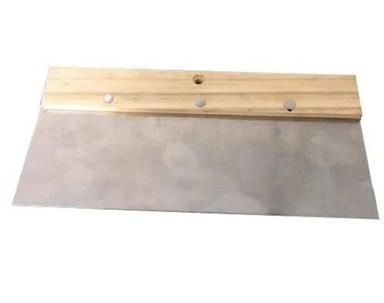 Silver 7 Inch Rectangular Polished Stainless Steel And Wooden Scraper Blades