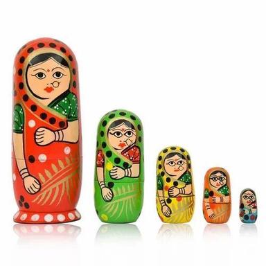Table Mount Traditional Indian Nesting Wooden Doll For Decoration