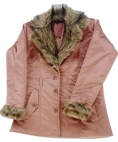 Indian Velvet Long Sleeves Synthetic Leather Plain Dyed Women Winter Fur Coat Age Group: 18-35 Year