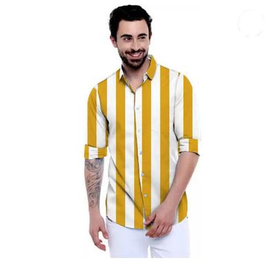 Fashionable Printed Yellow And White Lining Shirt Age Group: 25 To Above