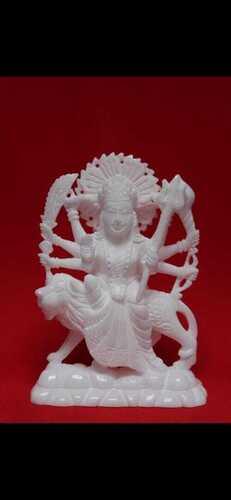 पूजा के लिए 6 इंच हस्तनिर्मित पॉलिश सफेद संगमरमर की दुर्गा माता की प्रतिमा 