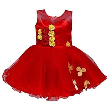 Party Wear Sleeveless Pure Silk Material Kids Girls Frock Age Group: 1-3