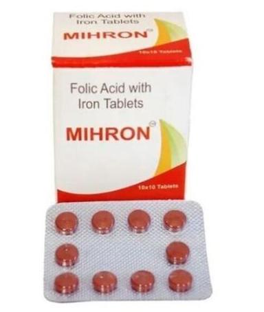 Folic Acid With Iron Tablets Pack Of 10X10 Tablets Efficacy: Promote Nutrition