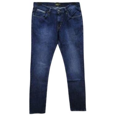 Blue Casual Wear Regular Fit Anti Wrinkle Plain Dyed Denim Jeans For Men