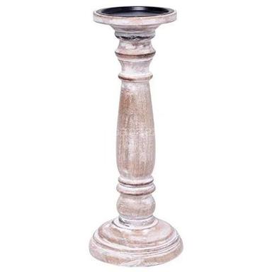 Wood Handmade Polished Finish Wooden Pillar Candle Holder For Home Decoration Use 