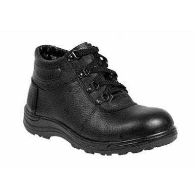 Black Lace Closure Rubber Sole Leather Safety Shoes For Mens