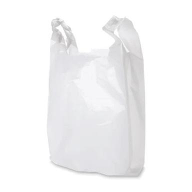  दो हैंडल के साथ व्हाइट प्लेन हाई डेंसिटी पॉली एथिलीन प्लास्टिक ग्रोसरी बैग 