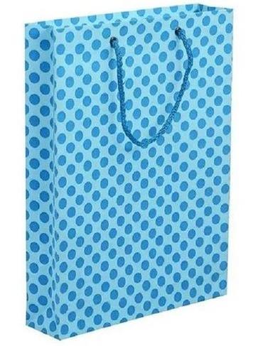 Sky Blue Rectangular Printed Flexiloop Handle Fancy Paper Bags