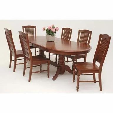  ब्राउन टीक वुड डाइनिंग टेबल सेट, (6 कुर्सियां+1 टेबल) 