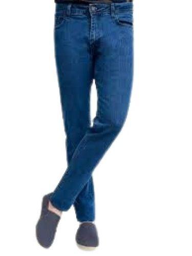 Washable Mens Plain Slim Fit Blue Denim Jeans