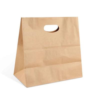 Brown 11X6X11 Inches Matte Finished Plain D Cut Paper Bag For Shopping Use