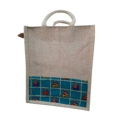 Light Brown 5 Kg Capacity 16X3X20 Inches Printed Jute Box Bag With Two Flexiloop Handle