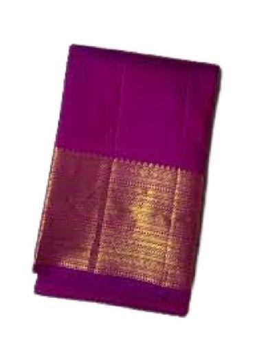 Purple Ladies Plain Zari Border Party Wear Silk Sarees
