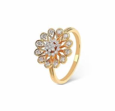 Ladies Golden Color Flower Cut Diamond Engagement Ring