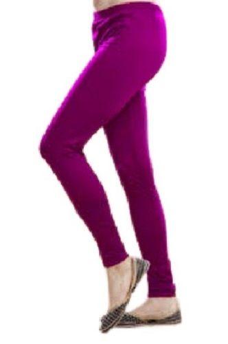 Purple Plain Pattern 36 Inch Waist Size Casual Wear Ladies Cotton Leggings