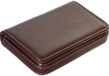 Brown 9.5X6X2 Centimeters Zipper Closure Moisture Proof Polished Leather Card Pouch