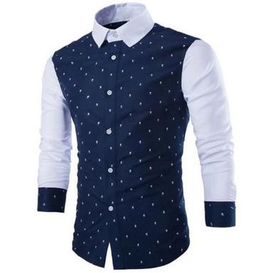 Formal Wear Regular Fit Long Sleeve Straight Collar Printed Cotton Mens Shirt Age Group: Adults