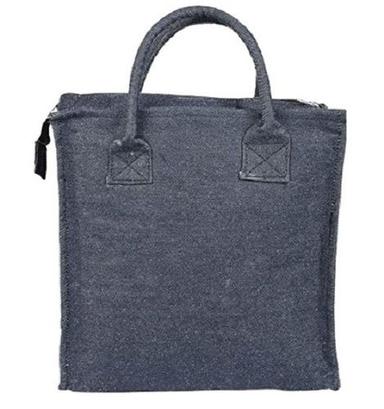 8X12X8 Cm Grey Rectangle Cotton Lunch Bag Design: Plain