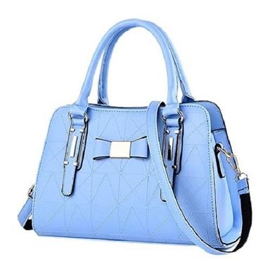Blue 32X23X13 Cm Square Shape Pu Leather Hand Bag Design: Plain