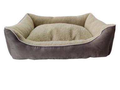 Brown And Grey Square Shape Solid Dog Bed