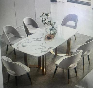 Ceramic And Steel 4 Seater Chair Dining Table