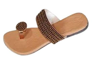 Leather Brown Flip Flop Style Ladies Slippers