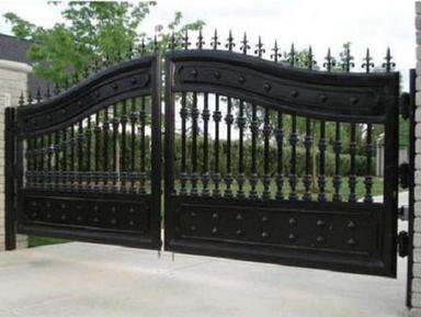 Black 7X5 Foot Grill Style Spray Paint Coated Cast Iron Metal Gate