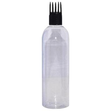  पारदर्शी और काला 150 ml क्षमता 1 इंच गोल स्क्रू कैप ग्लॉसी ऐक्रेलिक प्लास्टिक हेयर ऑयल बोतल 