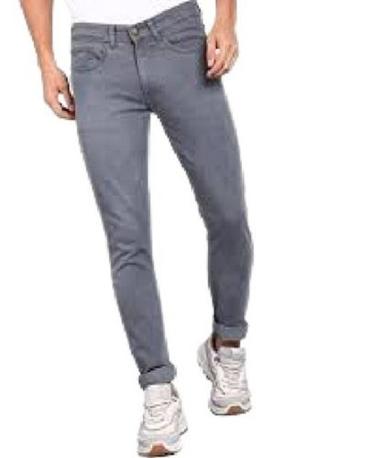 No Fade Mens Plain Grey Casual Wear Regular Fit Denim Jeans Pant