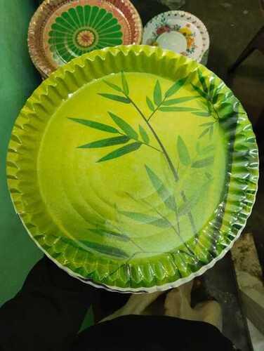 Circular Shape Green Round Printed Disposable Paper Plate