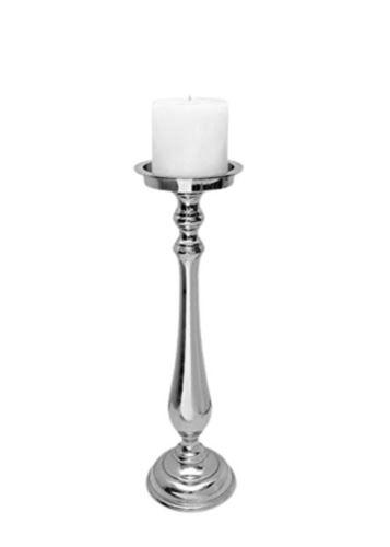 Silver 12 Inches Polished Finish Modern Plain Aluminium Candle Stand For Decoration Use