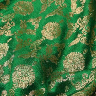 Green Stain And Wrinkle Resistant Shinny Zari Work Cotton Silk Banarasi Fabric