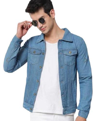 Casual Wear Button Closure Full Sleeves Plain Denim Jacket For Men Age Group: 18 To 45