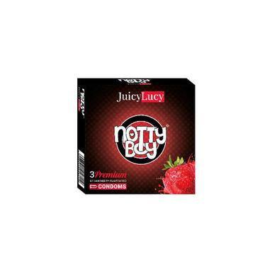 Nottyboy Juicylucy Extra Thin Strawberry Flavoured Condoms For Men - 3 Units Size: 180Mm And A Width Of 53+-2Mm