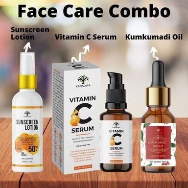 Smudge Proof Vanalaya Face Care Combo (Sunscreen Lotion, Vitamin C Serum, Kumkumadi Oil - Pack Of 3)