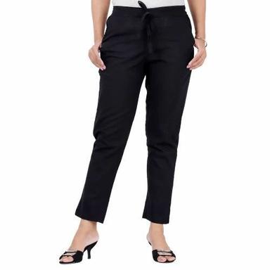 Ladies Black Cotton Slim Fit Formal Trouser Length: 37 Inch (In)