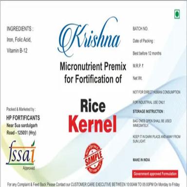 Micronutrients Premix For Fortification Of Rice Kernel