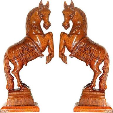 Horse Wooden Handicraft Table Decors Showpieces For Wall Decoration 