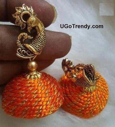 Ladies Silk Thread Earrings For Party Wear