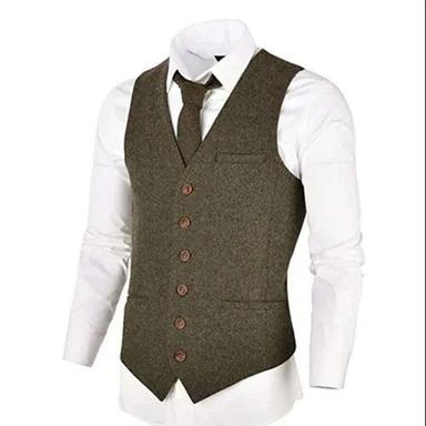 Men Plain Cotton Waistcoats For Formal Wear
