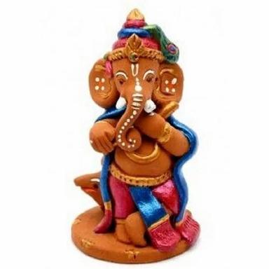 White And Blue Craft Art Lord Ganesha Handicraft Terracotta Statue
