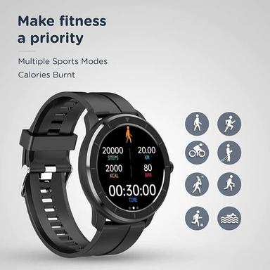 Black Portable Water Resistant Smart Watch With Multiple Sports Modes