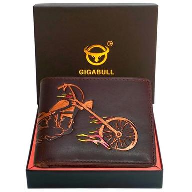  Gigabull Ghost Rider डार्क ब्राउन RFID प्रोटेक्टेड 3D प्रिंट पुरुषों के लेदर वॉलेट का साइज़: 4.5 इंच* 3.5 इंच 