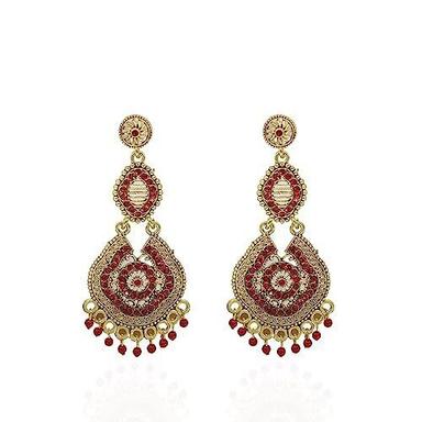 Yellow Gold Plated With Pink Nag Studded Long Kundan Artificial Earrings Gender: Women
