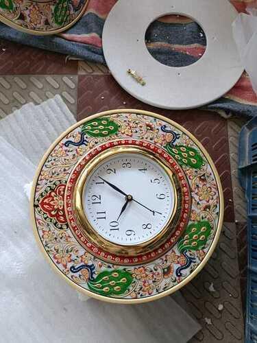 Round Multicolor Marble Clock