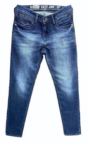 Casual Wear Regular Fit Ankle Length Breathable Plain Blue Denim Jeans for Mens